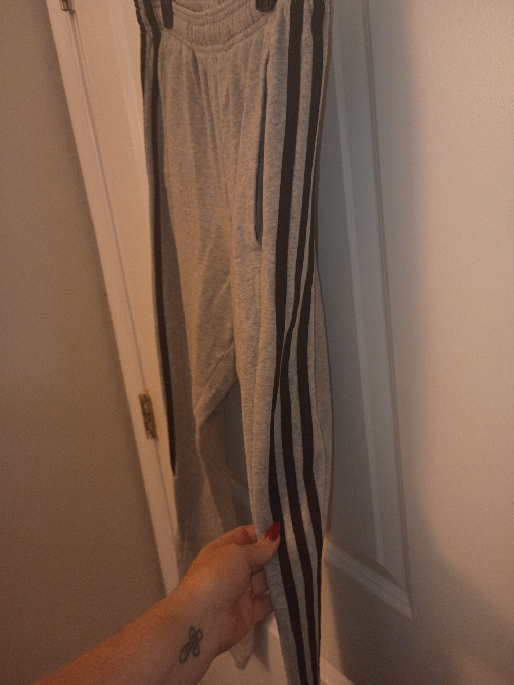 adidas Gray SweatPants with Black Side Stripes - Picture 2 of 7